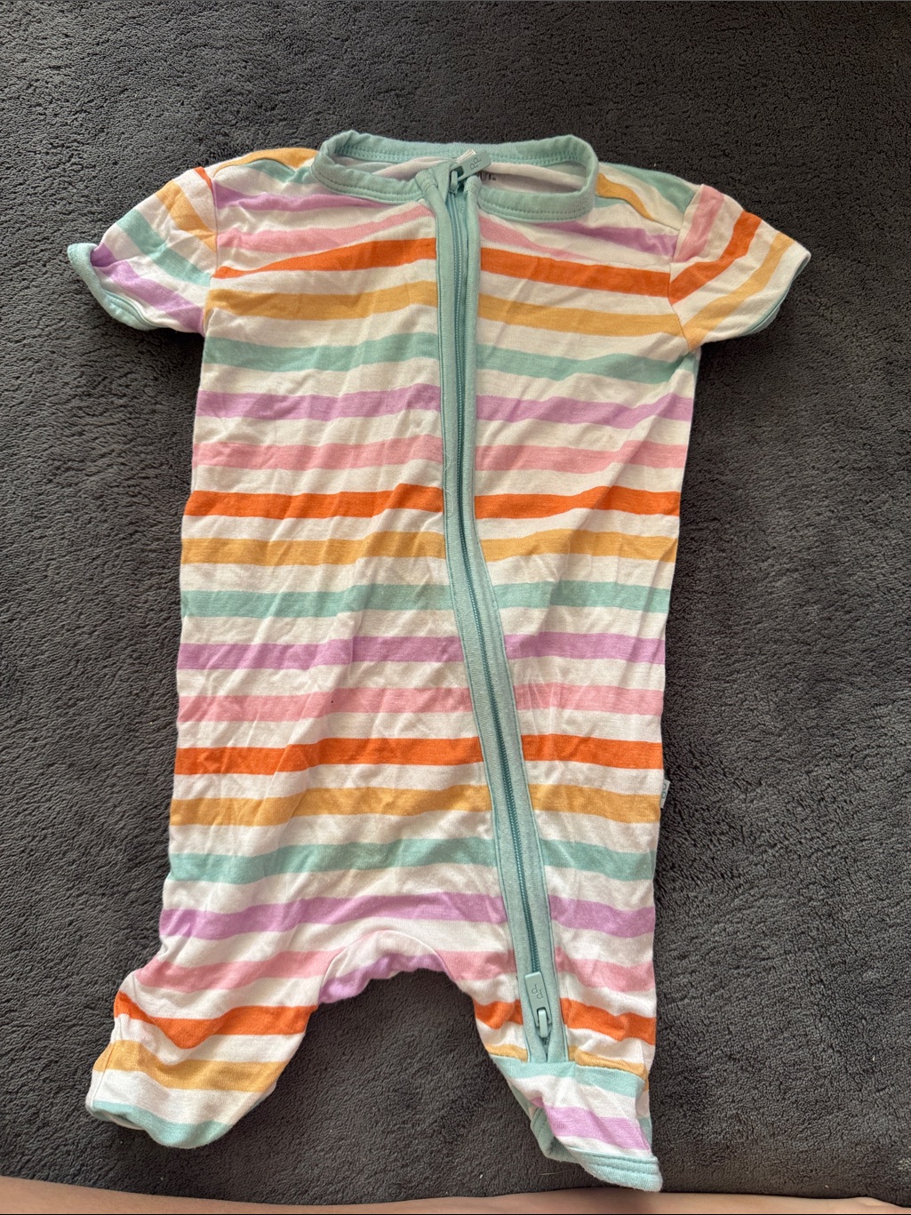 Posh Peanut Pastel Stripe Zipper Pajama Size 6-9 Months